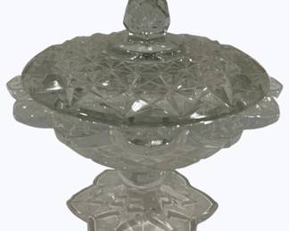 2079 - Cut Glass Covered Footed Dish - 7 x 7
