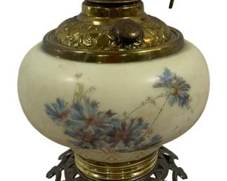 2287 - Vintage Oil Lamp Base, Painted 10"
