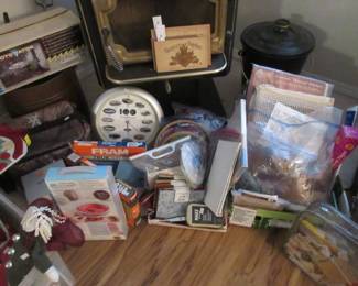 Vintage needle and rug hook kits, crafting supplies, duck decoys