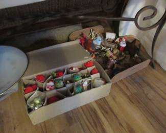 Old Christmas ornaments, old lamp shades