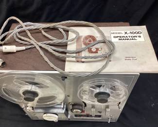 AKAI MODEL X-100D CROSS FIELD CUSTOM DECK REEL TO TO REEL TAPE RECORDER, w MANUAL, CAMELOT & VERDI REQUIEM STEREO TAPES TESTED NO SHIPPING PICKUP ONLY