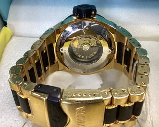 INVICTA LIMITED ED. 6534 WATCH THIS LIMITED EDITION PROJECT ABDA SUBAQUA NOMA IV SERIES FEATURES BRUSHED GOLD AND BLACK ACCENTS AUTOMATIC SWISS MOVEMENT, DATE WINDOW, CUSTOM BEZEL, AND CROWN CAP. BOX INCLUDED.