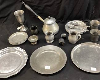 ASSORTED PEWTER DISHES, 1795-1812 WM COOKE BRISTOL & GLOUCESTER, WAGNER-WARE,1820 PEWTER SALVER, 1800s AMERICAN PEWTER NO SHIPPING PICKUP ONLY