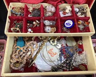 ASSORTED COSTUME JEWELRY w SOME STERLING SILVER PIECES