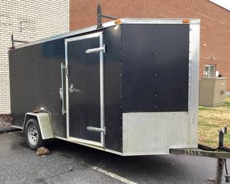 2016 South Georgia Cargo Trailer, V-nose, 12ft Enclosed W Drop Down Back Door & Side Door, Inside Has Shelving On 1 Side.