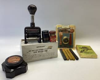 VINTAGE BATES AUTOMATIC NUMBERING MACHINE , INK, AND WAX SEAL KIT