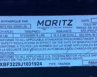2020 MORITZ FBSH+5 22 20000 3 AXLE VIN: 4wxbf3229j1031924 32ft MORITZ GOOSENECK FLATBED 3 AXLE TRAILER WITH TREATED WOOD DECK IDEAL FOR HAULING LARGE & WIDE CARGO