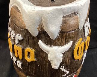 VTG. CORONA EXTRA BEER MUG COIN BANK, MEXICO, 10in H, CAN NOT OPEN, MYSTERY AMOUNT OF COINS INSIDE