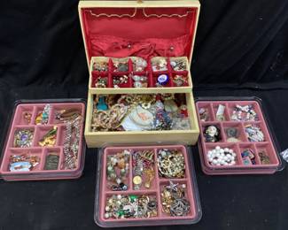 ASSORTED COSTUME JEWELRY w SOME STERLING SILVER PIECES