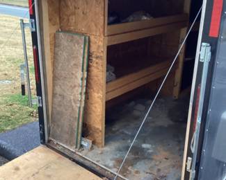 2016 South Georgia Cargo Trailer, V-nose, 12ft Enclosed W Drop Down Back Door & Side Door, Inside Has Shelving On 1 Side.