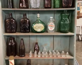 COLLECTION OF ANTIQUE & VTG. GLASS BOTTLES NO SHIPPING PICKUP ONLY