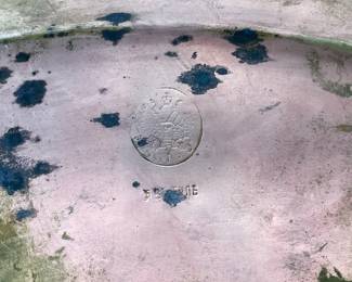 IMPERIAL RUSSIAN STAMPED COPPER WITH BRASS HANDLES SERVING PLATER. DOUBLE HEADED EAGLE COAT OF ARMS AND CYRILLIC TEXT OF MADE IN TULA