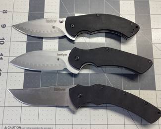 3 KERSHAW KNIVES KS1950 TREMOR, KS1725CB JUNKYARD DOG 2, KS1780 RAKE
