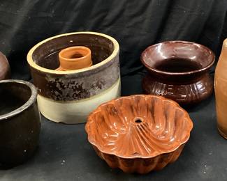 ASSORTED POTTERY PIECES, JUGS, CROCKS, VASES NO SHIPPING PICKUP ONLY