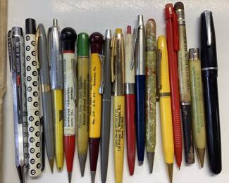 VINTAGE CHROMATIC PENS BY RITEPOINT WITH CORPORATE LOGOS AND MORE LOGO PENS AND PENCILS