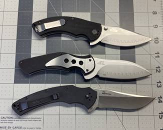 3 KERSHAW KNIVES KS1950 TREMOR, KS1725CB JUNKYARD DOG 2, KS1780 RAKE