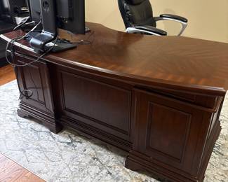 Wood desk with seven drawers