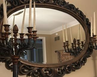 American Drew mirror, 2 matching candelabras