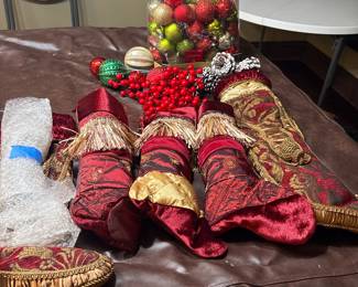 Stockings, stocking holders, ornaments, and more Christmas decorations