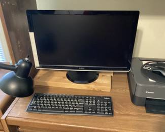 Keyboard, Canon Printer Dell Monitor Desk Lamp