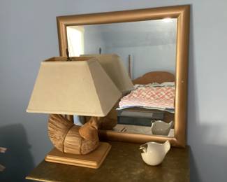 hand carved wooden duck lamp