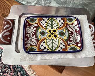 Rectangular Serving Tray with Wooden Handles