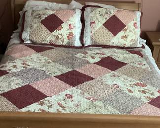 Hand stitched patchwork quilt and matching pillow shams