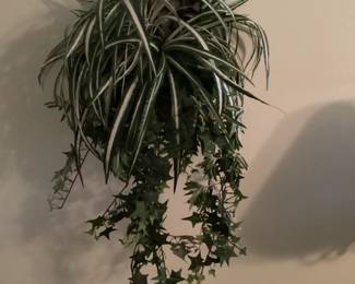faux spider plant and ivy hanging decor