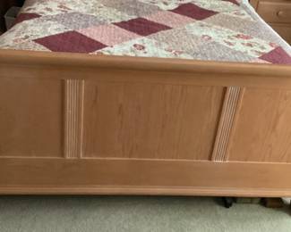 light oak wooden sleigh bed frame