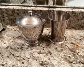 silver plated vanity set