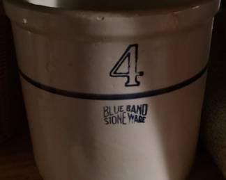 blue band stoneware crock