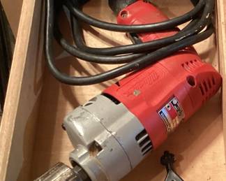 Red Electric Drill with Chuck Key
