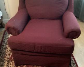burgundy upholstered arm chair
