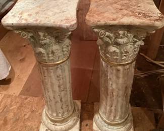 faux marble Corinthian pedestals 
