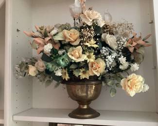 faux arrangement in brass urn