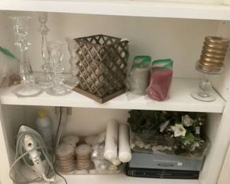 glass candlesticks and latticed candle holder