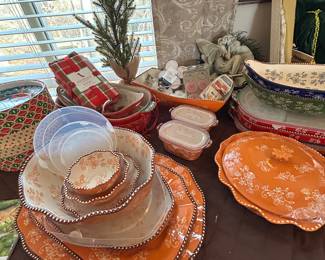 Temptation orange floral lace dishes and serving set