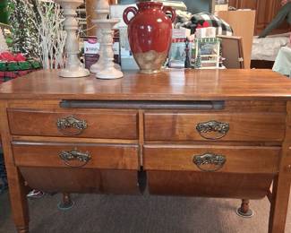ANTIQUE BAKERS TABLE WITH FLOUR BINS