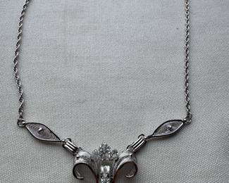 Am Lee Sterling Silver Filgree Y-Drop Lavalier Necklace
