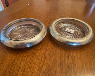 Sterling Silver Rimmed Coasters (pair)