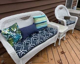 Outdoor wicker set - chair, table and loveseat $350 for all 3