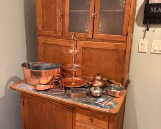 Oak pie safe. Example of some of the copper available. 