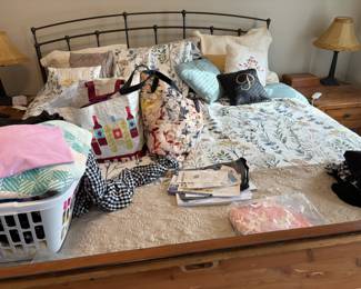 Queen sized mattress and  bedframe. Bed frame matches other two pieces. Open to offers on mattresses.  