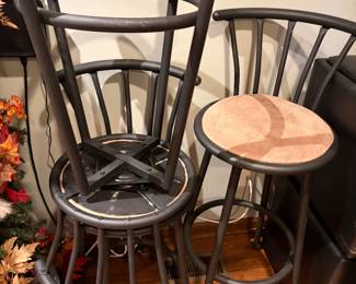 Set of five bar stools - 4 low, 1 high $100