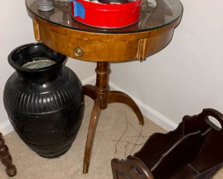 antique end table $75. Load of misc decorative  