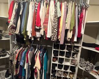 Lots od men’s and women’s clothes and shoes - larger sizes on both 