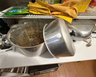 Vintage aluminum Baby Sterilizer Pot with glass bottles