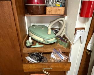 1960s Eureka Vibra Beat Vacuum system with attachments; 1955 Eureka Roto-Matic vacuum system with attachments