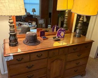 Permacraft Dresser, Brass Lamps