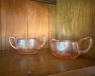 MacBeth-Evans Pink Dogwood Depression glass sugar and creamer set
